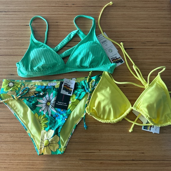 No Boundaries Swim No Boundaries Neon Floral Bikini Set Size Medium